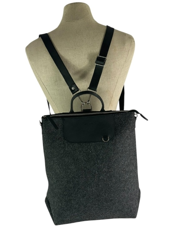 Genuine GRAF LANTZ Midi Wool and Leather Convertible Backpack In Charcoal